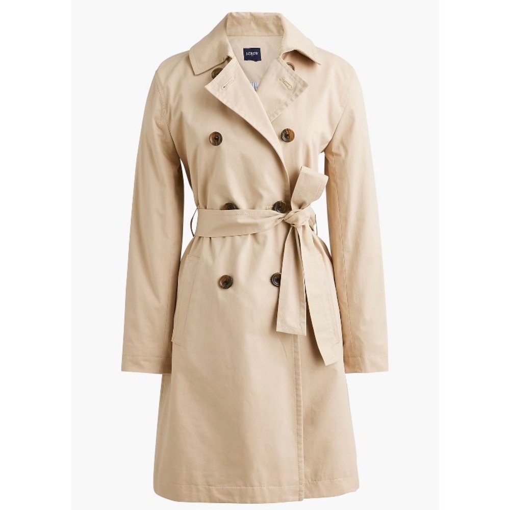 J.Crew Womens Double Breasted Belted Trench Coat Khaki BO622 Size 8